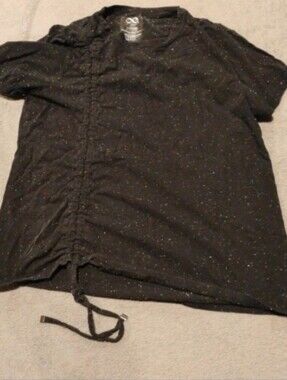 Be Boundless Black Space Speckled Ruched Side Tee - L